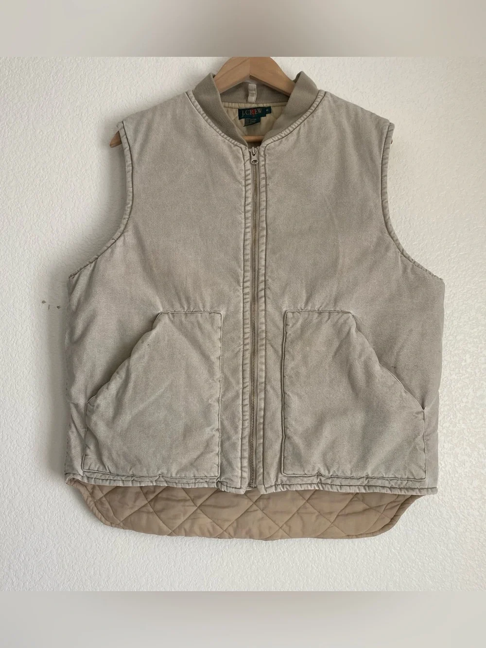 Vintage J. Crew canvas vest puffer quilt lined work wear, M